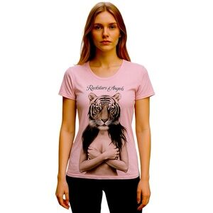 Rockstars & Angels Tiger Tee Shirt Women Color Rose Size XL